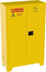 Jamco - 2 Door, 2 Shelf, Yellow Steel Double Wall Safety Cabinet for Flammable and Combustible Liquids - 70" High x 43" Wide x 18" Deep, Manual Closing Door, 3 Point Key Lock, 45 Gal Capacity - All Tool & Supply