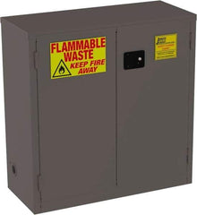 Jamco - 2 Door, 1 Shelf, Yellow Steel Double Wall Safety Cabinet for Flammable and Combustible Liquids - 44" High x 18" Wide x 43" Deep, Manual Closing Door, 3 Point Key Lock, 30 Gal Capacity - All Tool & Supply