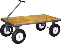 Jamco - 2,500 Lb Capacity Wood/Steel Steel Wagon Truck - 30" OAW, 20" Platform Height, Mold-On Rubber Casters - All Tool & Supply