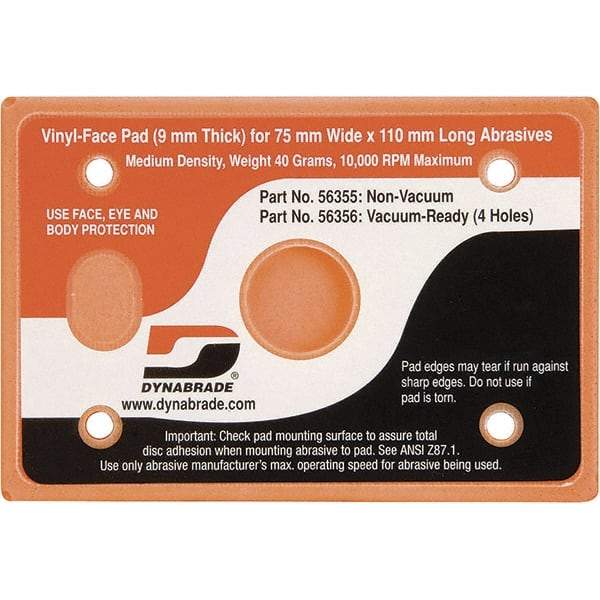 Dynabrade - 4-1/4 x 3" Rectangular Adhesive/PSA Backing Pad - Dynabug II Compatible, Screw Attachment, Nonvacuum Pad, 3/8" Thick, Medium Density - All Tool & Supply