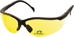 PYRAMEX - +1.5, Amber Lenses, Scratch Resistant, Framed Magnifying Safety Glasses - UV Protection, Adjustable Temples, Black Nylon Frame, ANSI Z87.1 - All Tool & Supply