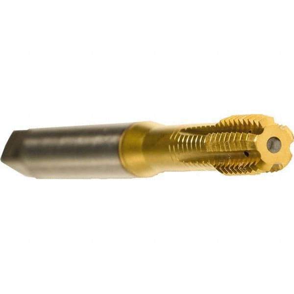 Emuge - #10-32 UNF 2BX Modified Bottoming Thread Forming Tap - Cobalt, TiN Finish, 2.756" OAL, 0.394" Thread Length, Right Hand Thread, Series Druck - All Tool & Supply