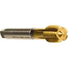 Emuge - 3/4-10 UNC 2BX Modified Bottoming Thread Forming Tap - Cobalt, TiN Finish, 4.921" OAL, 0.984" Thread Length, Right Hand Thread, Series Druck - Exact Industrial Supply