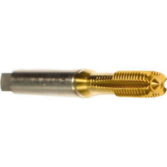 Emuge - 3/8-16 UNC 2BX Modified Bottoming Thread Forming Tap - Cobalt, TiN Finish, 2-15/16" OAL, 0.866" Thread Length, Right Hand Thread, Series Druck - All Tool & Supply