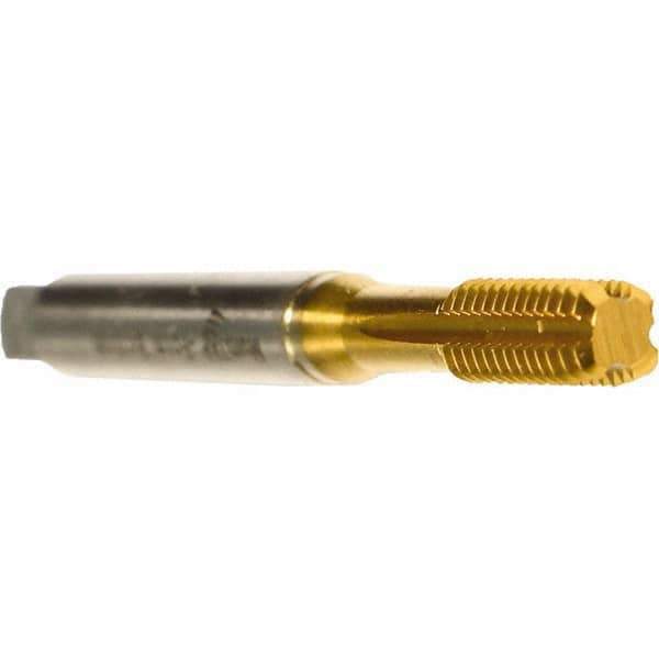 Emuge - #8-32 UNC 2B/3B Bottoming Thread Forming Tap - Cobalt, TiN Finish, 2.48" OAL, 0.512" Thread Length, Right Hand Thread, Series Druck - All Tool & Supply