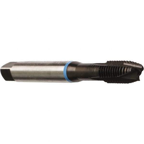 Emuge - M3x0.50 Metric Coarse, 3 Flutes, Plug Chamfer, Nitride Finish, Cobalt Spiral Point STI Tap - 0.1772" Shank Diam, 0.1339" Square Size, 6H (mod) Class of Fit, Series Rekord B-VA - Exact Industrial Supply