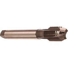 Emuge - 5/8-11 UNC, 3 Flute, Nitride Finish, Cobalt Spiral Point Tap - Modified Bottoming Chamfer, Right Hand Thread, 4.331" OAL, 1-1/16" Thread Length, 0.48" Shank Diam, 3BX Class of Fit, Series Rekord B - Exact Industrial Supply