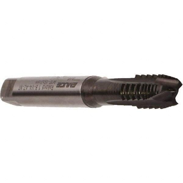 Emuge - M10x1.50 Metric Coarse, 3 Flute, Nitride Finish, Cobalt Spiral Point Tap - Plug Chamfer, Right Hand Thread, 100mm OAL, 22mm Thread Length, 10mm Shank Diam, 6H Class of Fit, Series Rekord B - Exact Industrial Supply