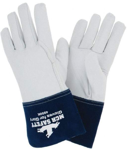 MCR Safety - Size XL Kevlar Lined Goatskin Welding Glove - White/Blue, Pair - All Tool & Supply