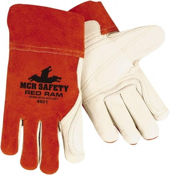 MCR Safety - Size S Unlined Cowhide Welding Glove - White/Red, Pair - All Tool & Supply