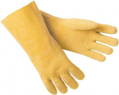 MCR Safety - Size M (8), 12" Long, 20 mil Thick, Supported, Latex Chemical Resistant Gloves - Textured Finish, Interlock Knit Lined, Yellow - All Tool & Supply