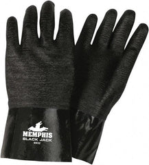 MCR Safety - Size L (9), 12" Long, 70 mil Thick, Supported, Neoprene Chemical Resistant Gloves - Smooth Finish, Interlock Fabric Lined, Black - All Tool & Supply