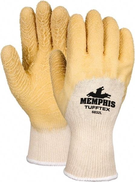 MCR Safety - Size S (7), 11" Long, 23 mil Thick, Supported, Latex Chemical Resistant Gloves - Textured Finish, Knit Lined, Yellow - All Tool & Supply