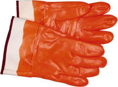 MCR Safety - Size L (9), 11-1/2" Long, 28 mil Thick, Supported, PVC Chemical Resistant Gloves - Smooth Finish, Fleece/Jersey Lined, Orange - All Tool & Supply