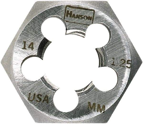 Irwin Hanson - M22x1.50 Metric Fine Thread, 1-5/8" Hex, Right Hand Thread, Hex Rethreading Die - Carbon Steel, 7/8" Thick - Exact Industrial Supply