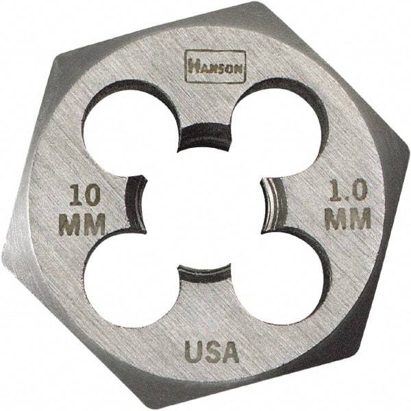 Irwin Hanson - M14x1.50 Metric Fine Thread, 1-7/16" Hex, Right Hand Thread, Hex Rethreading Die - Carbon Steel - Exact Industrial Supply