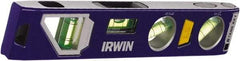 Irwin - Magnetic 9" Long 4 Vial Torpedo Level - Aluminum/Die Cast, Blue, 1 22.5°, 1 45°, 1 Level & 1 Plumb Vials - All Tool & Supply