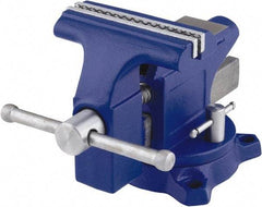 Irwin - 4-1/2" Jaw Width, 3" Opening Capacity, 2-3/8" Throat Depth, Steel Swivel Bench Vise - Bolt Down Base Attachment, Anvil - All Tool & Supply