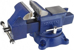 Irwin - 4-1/2" Jaw Width, 4" Opening Capacity, 2-3/8" Throat Depth, Steel Stationary Bench Vise - Bolt Down Base Attachment, Anvil - All Tool & Supply