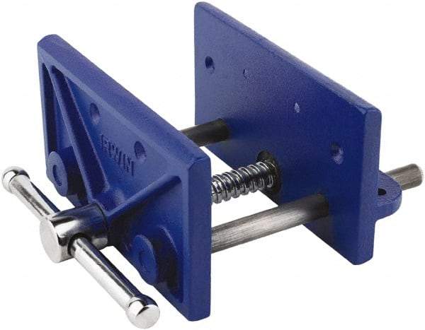 Irwin - 6-1/2" Jaw Width, 4-1/2" Jaw Opening, 2" Throat Depth, Woodworking Vise - Standard Spindle - All Tool & Supply