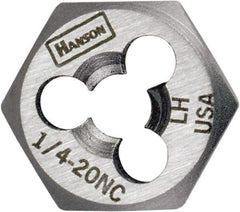 Irwin Hanson - 11/16-16 UNS Thread, 1-7/16" Hex, Left Hand Thread, Hex Rethreading Die - Carbon Steel, 3/4" Thick - Exact Industrial Supply