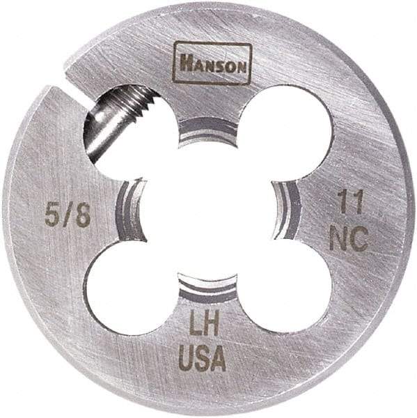 Irwin Hanson - 1-3/8 - 6 UNC Thread, 3" Outside Diam Carbon Steel Round Die - 1" Thick, Right Hand Thread, Adjustable - Exact Industrial Supply