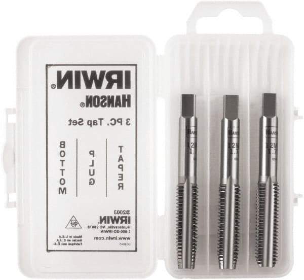 Irwin Hanson - 3/8-24 UNF, 4 Flute, Bottoming, Plug & Taper, Bright Finish, Carbon Steel Tap Set - Right Hand Cut, 2B Class of Fit, Series Hanson - All Tool & Supply