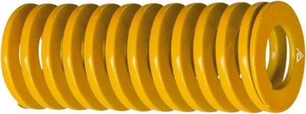 Associated Spring Raymond - 25mm Hole Diam, 12.5mm Rod Diam, 12" Free Length, Yellow Die Spring - 754 Lb Max Deflection, 4.189" Max Deflection, Extra Heavy Duty, Chromium Alloy Steel - All Tool & Supply