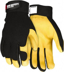 MCR Safety - Size M Deerskin General Protection Work Gloves - For Work & Driver, Uncoated, Hook & Loop Cuff, Black/Yellow, Paired - All Tool & Supply