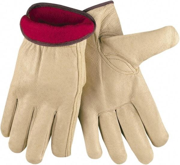 MCR Safety - Size M Cold Protection Work Gloves - For Work & Driver, Uncoated, Natural/Red, Paired - All Tool & Supply