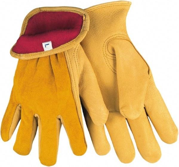 MCR Safety - Size XL Deerskin Cold Protection Work Gloves - For Work & Driver, Uncoated, Slip-On Cuff, Natural/Red, Paired - All Tool & Supply