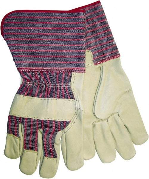 MCR Safety - Size L General Protection Work Gloves - For Work & Driver, Uncoated, Gauntlet Cuff, Blue/Red, Paired - All Tool & Supply