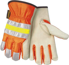 MCR Safety - Size XS General Protection Work Gloves - For General Purpose, Uncoated, Slip-On Cuff, Hi-Vis Orange, Paired - All Tool & Supply