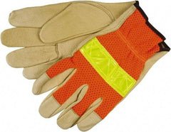 MCR Safety - Size 2XL General Protection Work Gloves - For General Purpose, Uncoated, Tan/Hi-Vis Orange, Paired - All Tool & Supply