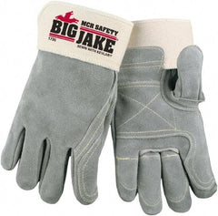 MCR Safety - Size L Cowhide General Protection Work Gloves - For General Purpose, Uncoated, Safety Cuff, Gray/White, Paired - All Tool & Supply