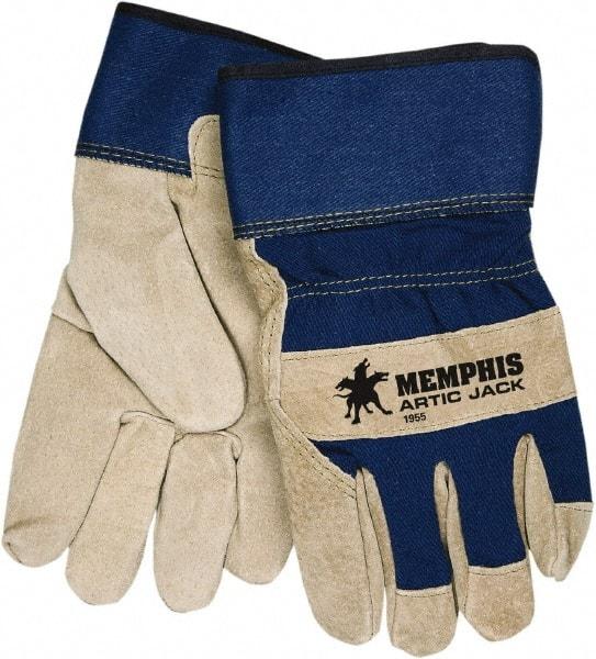 MCR Safety - Size S Pigskin Cold Protection Work Gloves - For General Purpose, Uncoated, Safety Cuff, Blue/Natural, Paired - All Tool & Supply