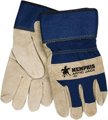 MCR Safety - Size M Pigskin Cold Protection Work Gloves - For General Purpose, Uncoated, Safety Cuff, Blue/Natural, Paired - All Tool & Supply