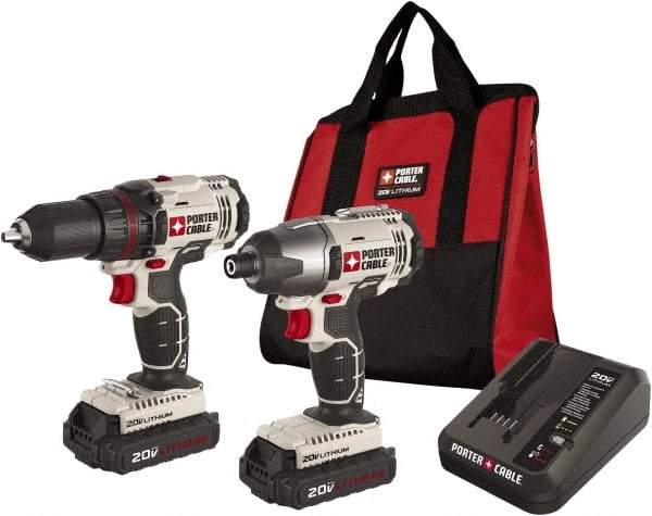 Porter-Cable - 20 Volt Cordless Tool Combination Kit - Includes 1/2" Drill/Driver & 1/4" Impact Driver, Lithium-Ion Battery Included - All Tool & Supply