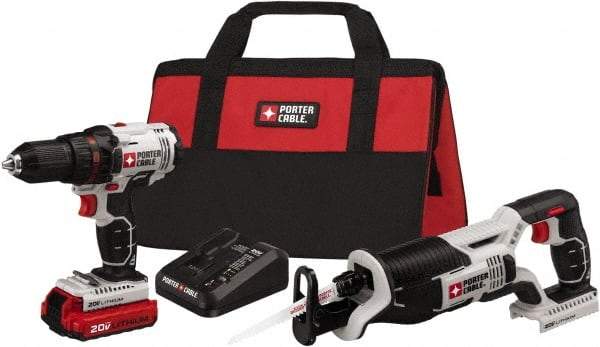 Porter-Cable - 20 Volt Cordless Tool Combination Kit - Includes 1/2" Drill/Driver & Reciprocating Saw, Lithium-Ion Battery Included - All Tool & Supply