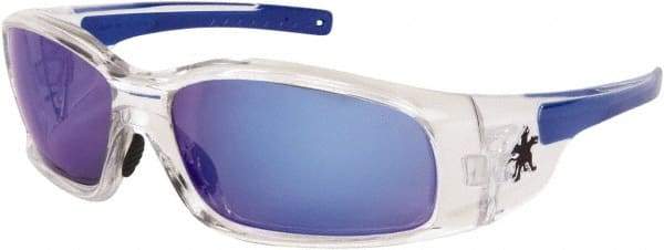 MCR Safety - Blue Mirror Lenses, Framed Safety Glasses - Scratch Resistant, Size Universal, Wrap Around - All Tool & Supply