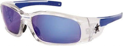 MCR Safety - Blue Mirror Lenses, Framed Safety Glasses - Scratch Resistant, Size Universal, Wrap Around - All Tool & Supply