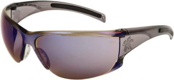 MCR Safety - Blue Mirror Lenses, Framed Safety Glasses - Scratch Resistant, Size Universal, Wrap Around - All Tool & Supply