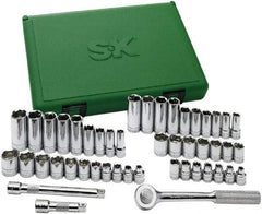 SK - 49 Piece 3/8" Drive Standard Deep Socket Set - 6 Points, 1/4 to 7/8", 6 to 19mm, Inch/Metric Measurement Standard - All Tool & Supply