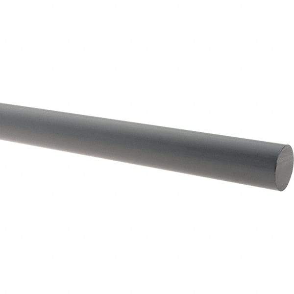 Made in USA - 5' Long, 1-3/4" Diam, PVC Plastic Rod - Gray - All Tool & Supply