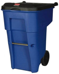 Rubbermaid - 65 Gal Blue Rectangle Trash Can - Polyethylene, 41.8" High x 32.3" Long x 25.3" Wide - All Tool & Supply