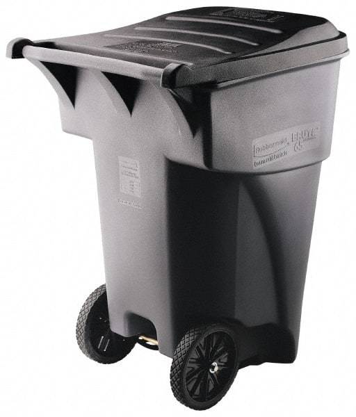 Rubbermaid - 95 Gal Gray Rectangle Trash Can - Polyethylene, 45.6" High x 35.4" Long x 27.3" Wide - All Tool & Supply