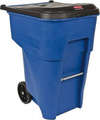 Rubbermaid - 95 Gal Blue Rectangle Trash Can - Polyethylene, 45.6" High x 35.4" Long x 27.3" Wide - All Tool & Supply