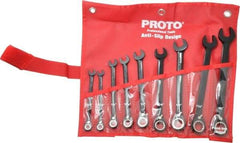 Proto - 9 Piece, 9/32" to 3/4", 12 Point Combination Wrench Set - Inch Measurement Standard, Black/Chrome Finish, Comes in Pouch - All Tool & Supply