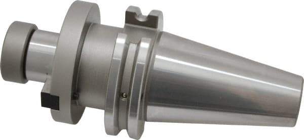 Accupro - CAT40 Taper Shank 1" Pilot Diam Shell Mill Holder - 1-3/4" Flange to Nose End Projection, 1/2-20 Lock Screw, Through-Spindle & DIN Flange Coolant - Exact Industrial Supply