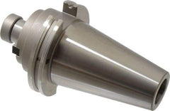 Accupro - CAT50 Taper Shank 1" Pilot Diam Shell Mill Holder - 1-3/4" Flange to Nose End Projection, 1/2-20 Lock Screw, Through-Spindle & DIN Flange Coolant - Exact Industrial Supply